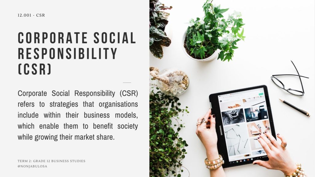 Grade 12 Business Studies - CSR Definition (Corporate Social Responsibility)