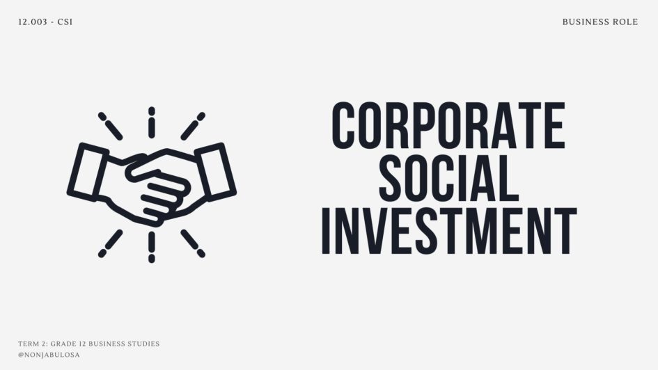 definition of corporate social investment a simple explanation - Grade 12 CSR, term 2