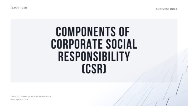 titles image with the text, components of social responsibility (csr)