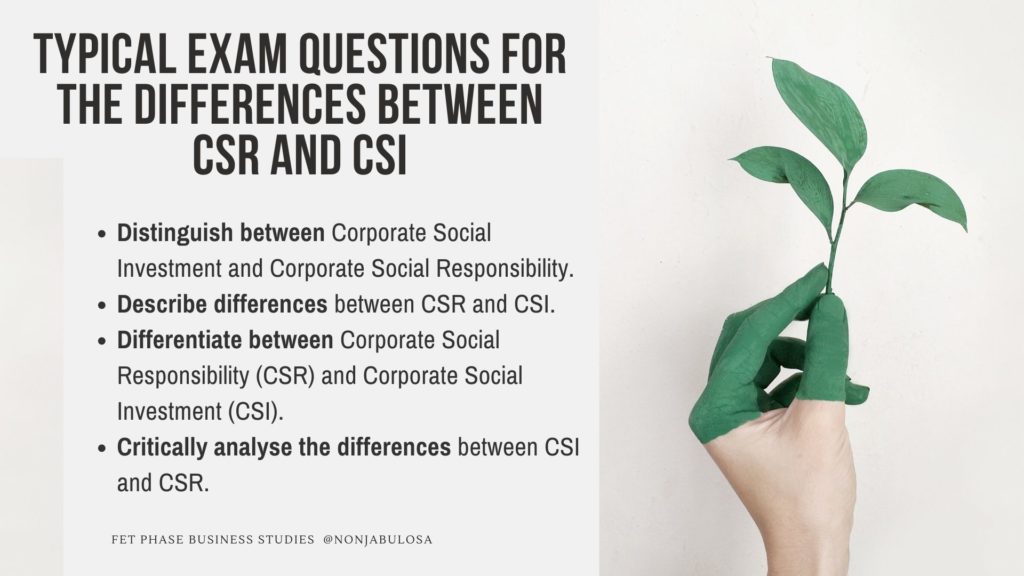Exam questions for the Differences Between CSR and CSI