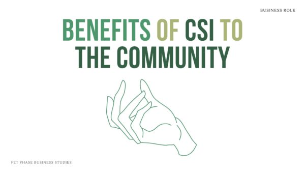 Header image with the benefits of corporate social investment to the community or society