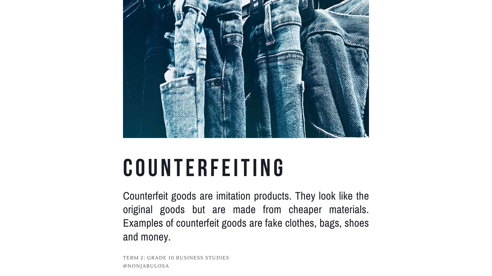 List of South African Contemporary Socio-Economic Issues - Definition and explanation of counterfeiting