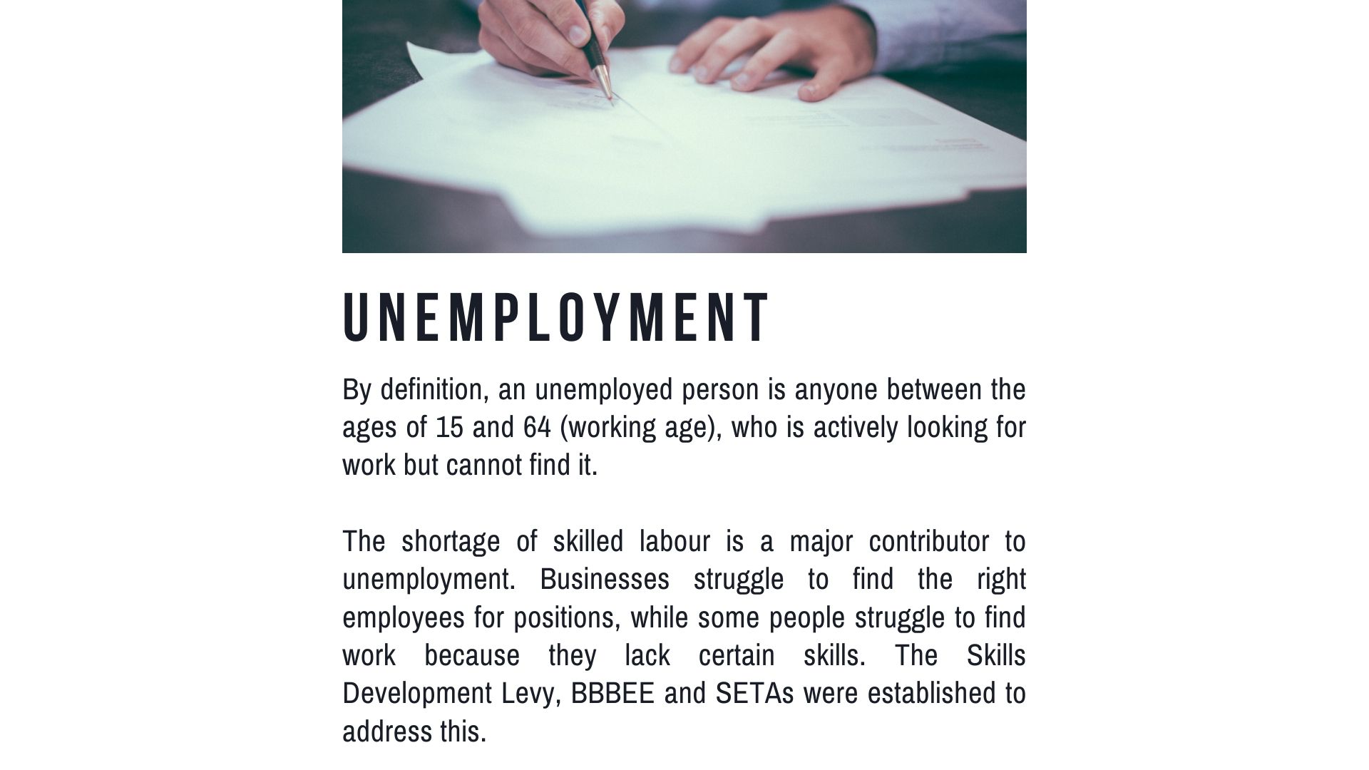 List of South African Contemporary Socio-Economic Issues - Definition and explanation of unemployment