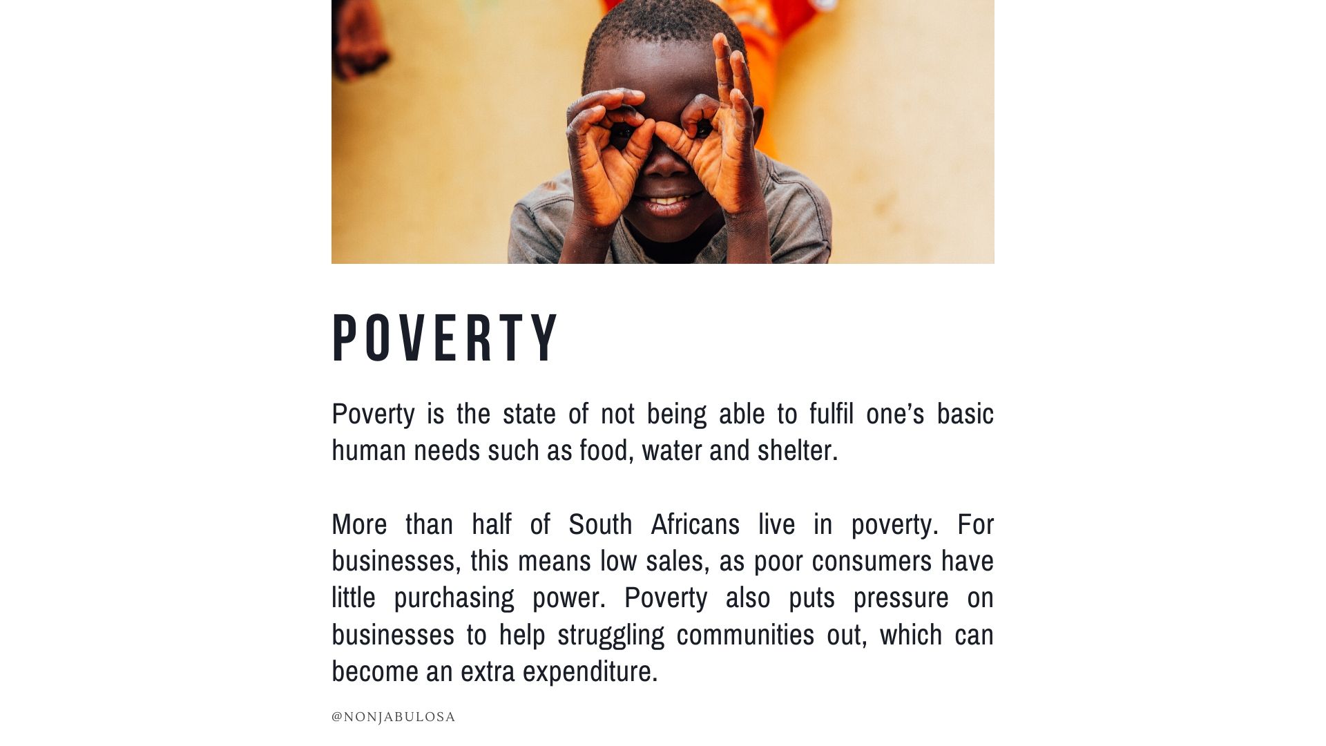 List of South African Contemporary Socio-Economic Issues - Definition and explanation of poverty