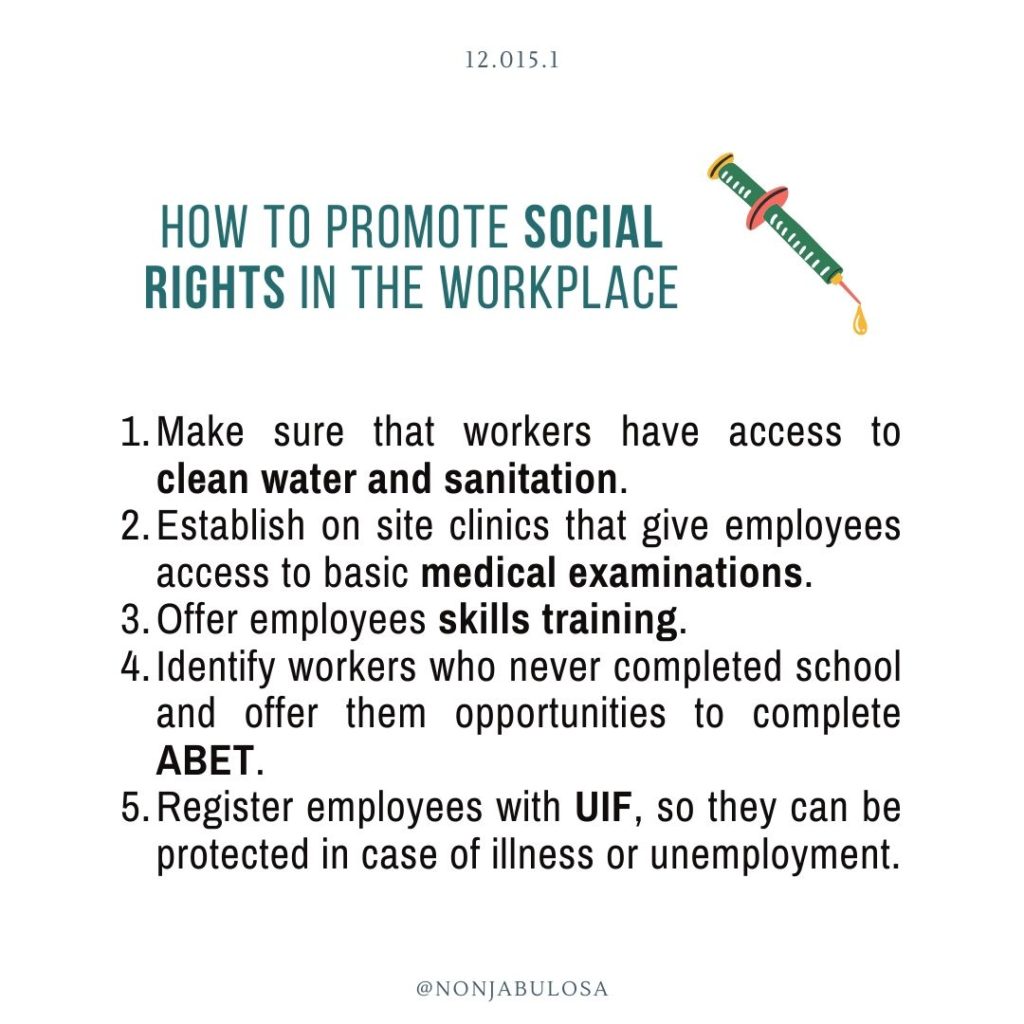 Test yourself quiz card – Grade 12 Business Studies examination practice. Explain how businesses may promote social rights in the workplace. South African Human Rights