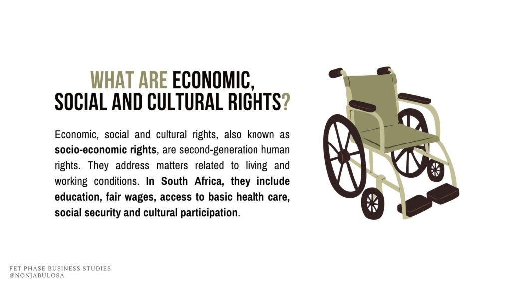 Image with definition of second-generation rights, also known as cultural, social and economic rights. They are important for employers and employees to know because they apply in the workplace