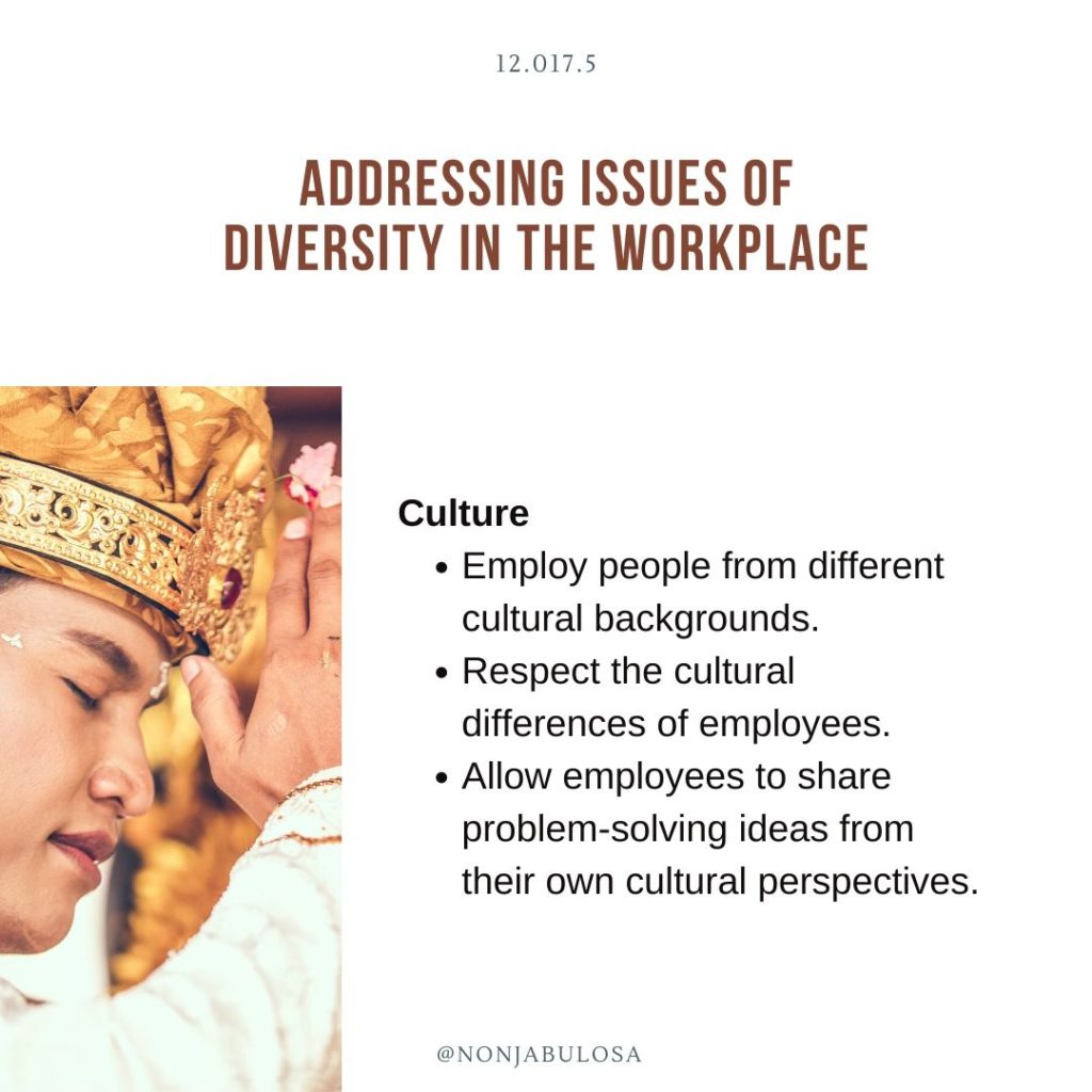 Test yourself quiz card – Grade 12 Business Studies examination practice. Recommend THREE ways in which companies should deal with culture as a workplace diversity issue. 