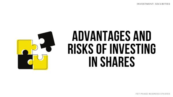 Header image for the advantages and risks of shares as a form of investment. Business Studies Grade 12 Exam Preparation, Investment Securities